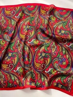 Vibrant Red Paisley Silk Scarf